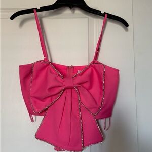 Hot Pink Bow Crop Top (NWT)